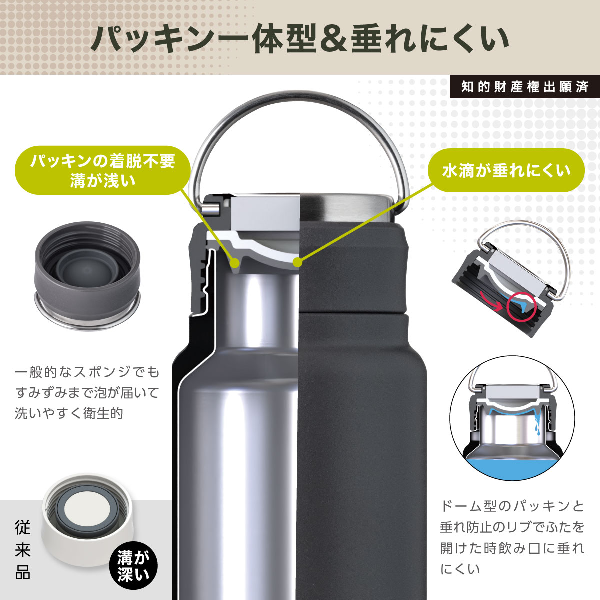 Wens ハンドル付きシームレススクリューボトル 1000ml ブラウン image03