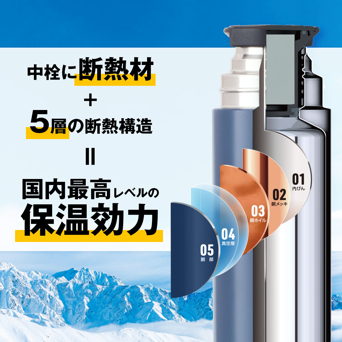 TEMPEAK LIGHT 超保温軽量ボトル 370ml ネイビー image04